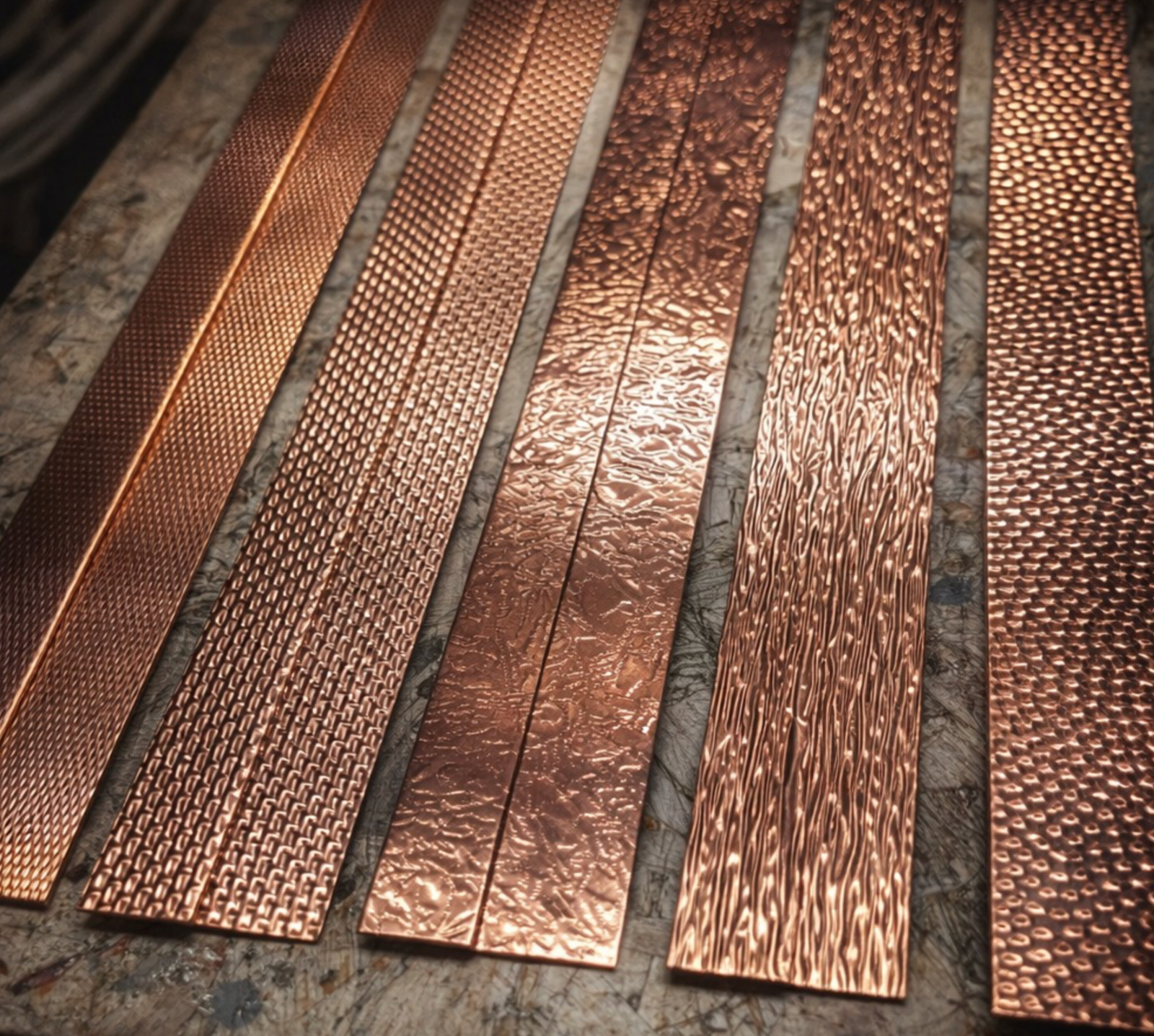 Copper Shower Co. Handcrafted Copper Texture Finishes.