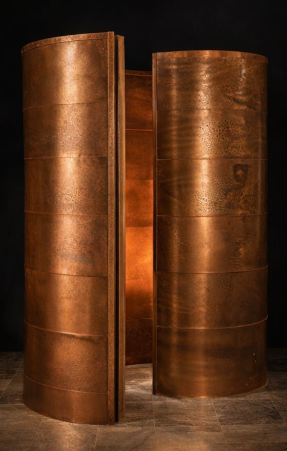 Spiral Copper Shower System - Unique Walk-In Design - The Copper